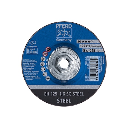 Pferd 5" x .045" Cut-Off Wheel, 5/8-11 Thd. - SG STEEL - Type 27 63183